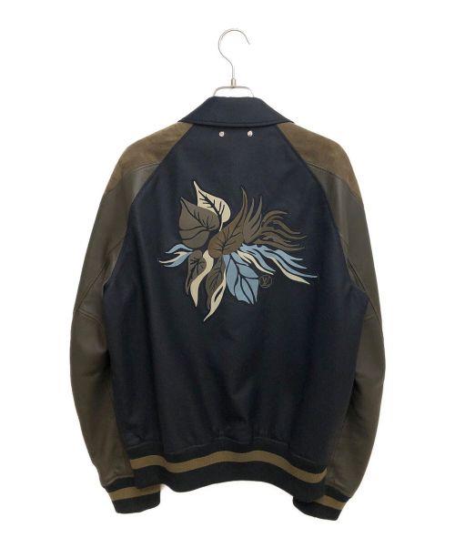 LOUIS VUITTON（ルイ ヴィトン）LOUIS VUITTON (ルイ ヴィトン) ラムレザー切替スタジャン ネイビー×ブラウン サイズ:48の古着・服飾アイテム
