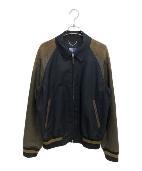 LOUIS VUITTON（ルイ ヴィトン）LOUIS VUITTON (ルイ ヴィトン) ラムレザー切替スタジャン ネイビー×ブラウン サイズ:48の古着・服飾アイテム