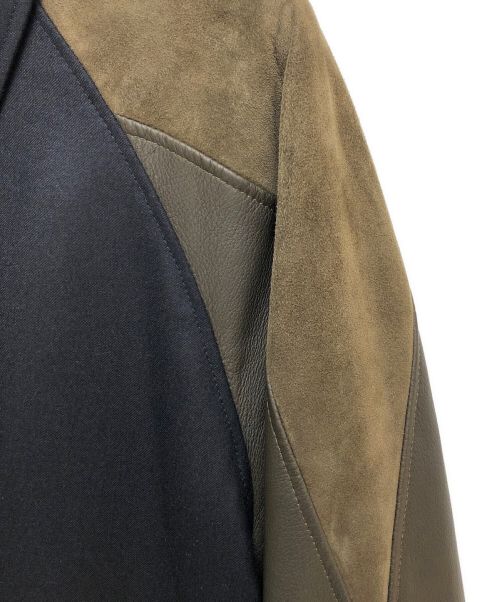 LOUIS VUITTON（ルイ ヴィトン）LOUIS VUITTON (ルイ ヴィトン) ラムレザー切替スタジャン ネイビー×ブラウン サイズ:48の古着・服飾アイテム