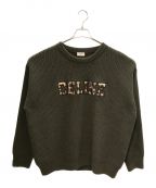 CELINEセリーヌ）の古着「エンブロイダリー オーバーサイズ クルーネックセーター / リブ編みウール」｜オリーブ