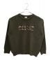 CELINE（セリーヌ）の古着「エンブロイダリー オーバーサイズ クルーネックセーター / リブ編みウール」｜オリーブ