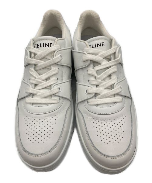 CELINE（セリーヌ）CELINE (セリーヌ) レザーレースアップ ロースニーカー ホワイト サイズ:42の古着・服飾アイテム