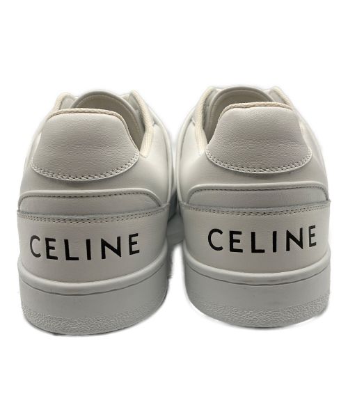 CELINE（セリーヌ）CELINE (セリーヌ) レザーレースアップ ロースニーカー ホワイト サイズ:42の古着・服飾アイテム