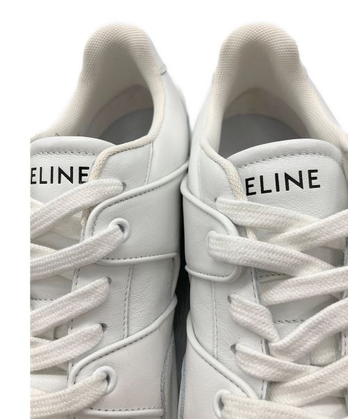 CELINE（セリーヌ）CELINE (セリーヌ) レザーレースアップ ロースニーカー ホワイト サイズ:42の古着・服飾アイテム