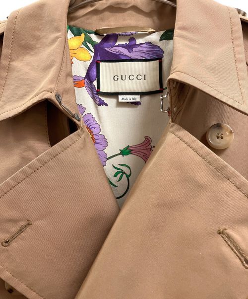 GUCCI（グッチ）GUCCI (グッチ) Floral Pattern Lining Trench Coat ベージュ サイズ:38 未使用品の古着・服飾アイテム