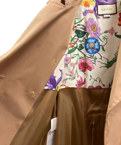 GUCCI（グッチ）GUCCI (グッチ) Floral Pattern Lining Trench Coat ベージュ サイズ:38 未使用品の古着・服飾アイテム