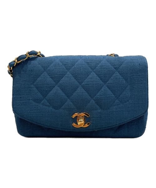 CHANEL（シャネル）CHANEL (シャネル) リネンデニムダイアナフラップチェーンショルダーバッグ ネイビー サイズ:22の古着・服飾アイテム