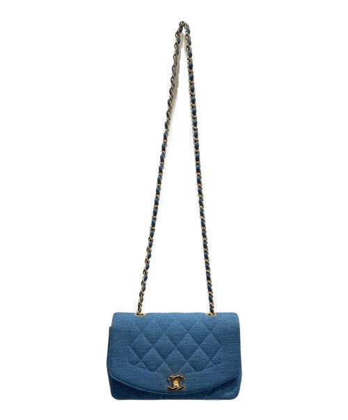 CHANEL（シャネル）CHANEL (シャネル) リネンデニムダイアナフラップチェーンショルダーバッグ ネイビー サイズ:22の古着・服飾アイテム