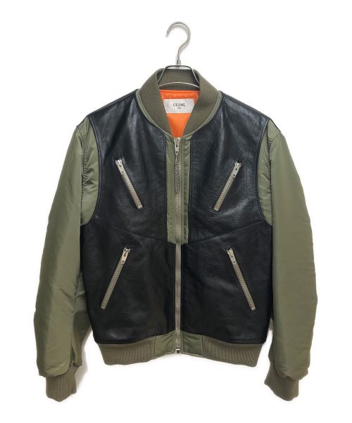 CELINE（セリーヌ）CELINE (セリーヌ) 22AW バイマテリアル ジャケット / ナイロン カーキ オリーブ×ブラック サイズ:46の古着・服飾アイテム