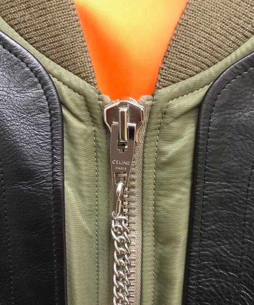 CELINE（セリーヌ）CELINE (セリーヌ) 22AW バイマテリアル ジャケット / ナイロン カーキ オリーブ×ブラック サイズ:46の古着・服飾アイテム