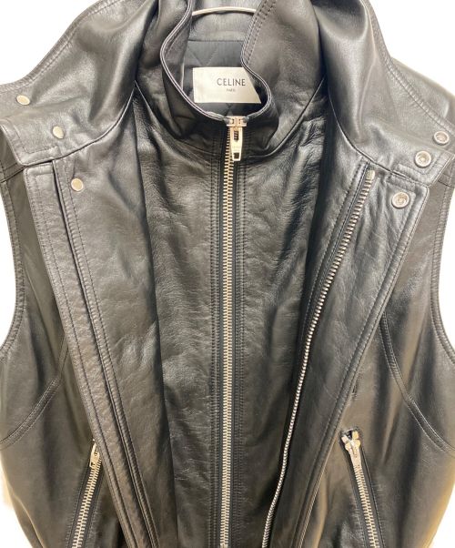 CELINE（セリーヌ）CELINE (セリーヌ) 22AW ノースリーブジャケット / ソフトラムスキン ブラック サイズ:46の古着・服飾アイテム