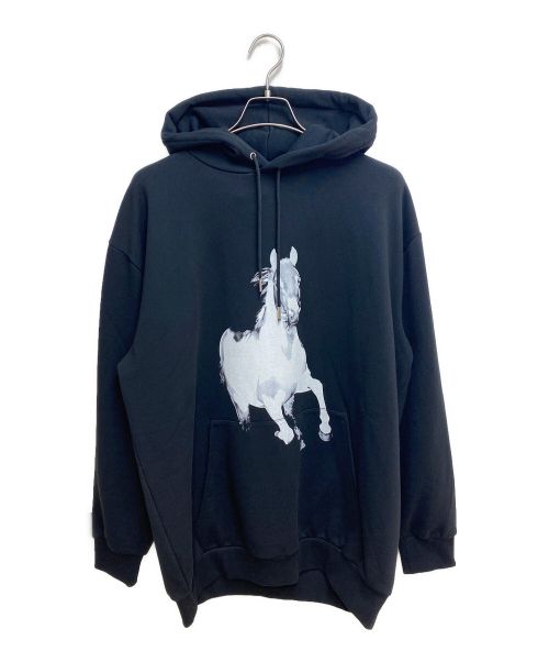 CELINE（セリーヌ）CELINE (セリーヌ) 22AW HORSE オーバーサイズフーディー / コットンフリース ブラック サイズ:Sの古着・服飾アイテム