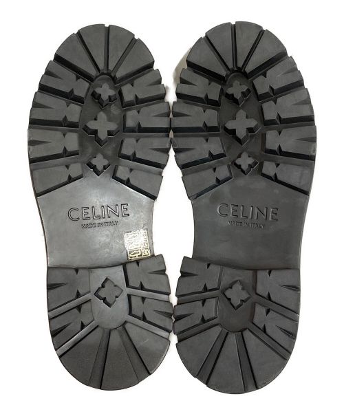CELINE（セリーヌ）CELINE (セリーヌ) 22AW バルキー レースアップブーツ スタッズ付きアウトソール / シャイニーブル ブラウン サイズ:42の古着・服飾アイテム