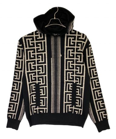 【ほぼ未使用】BALMAIN モノグラム パーカー 中古・古着通販】BALMAIN (バルマン) マキシモノグラム ウールパーカー
