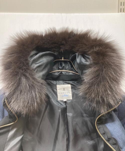 LANVIN en Bleu（ランバンオンブルー）LANVIN en Bleu (ランバンオンブルー) ヘリンボンダウンコート ネイビー サイズ:38の古着・服飾アイテム