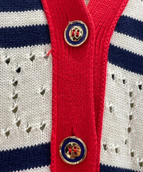 GUCCI（グッチ）GUCCI (グッチ) GGニット ストライプ コットン カーディガン サイズ:Mの古着・服飾アイテム
