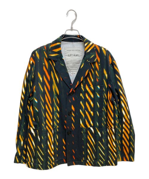 DRIES VAN NOTEN（ドリスヴァンノッテン）DRIES VAN NOTEN (ドリスヴァンノッテン) ×Len Lye(レンライ) テーラードジャケット ブラック×グリーン サイズ:48の古着・服飾アイテム