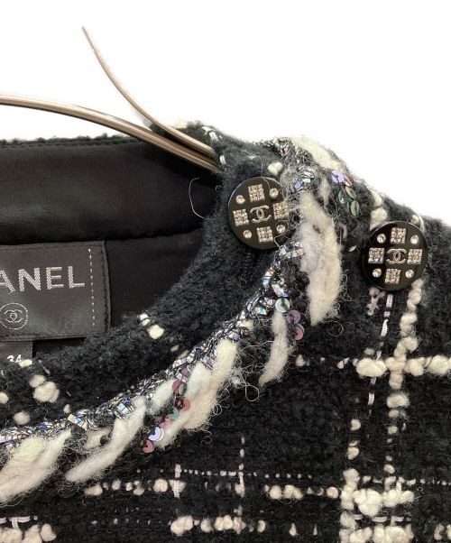 CHANEL（シャネル）CHANEL (シャネル) ツイードブラウス ブラック サイズ:34の古着・服飾アイテム