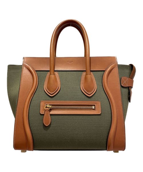 CELINE（セリーヌ）CELINE (セリーヌ) ラゲージマイクロショッパートートバッグ オリーブ×ブラウン サイズ:マイクロショッパーの古着・服飾アイテム