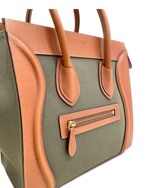 CELINE（セリーヌ）CELINE (セリーヌ) ラゲージマイクロショッパートートバッグ オリーブ×ブラウン サイズ:マイクロショッパーの古着・服飾アイテム