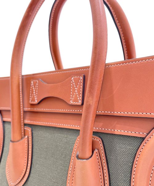 CELINE（セリーヌ）CELINE (セリーヌ) ラゲージマイクロショッパートートバッグ オリーブ×ブラウン サイズ:マイクロショッパーの古着・服飾アイテム