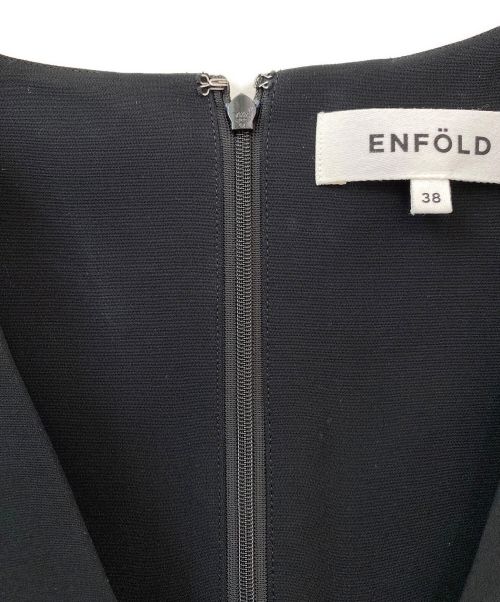 ENFOLD（エンフォルド）ENFOLD (エンフォルド) コットンダブルクロスミニマルサロペット ブラック サイズ:38の古着・服飾アイテム