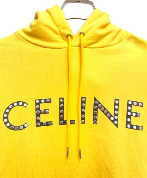 CELINE（セリーヌ）CELINE (セリーヌ) スタッズ付 ルーズフーディ イエロー サイズ:XSの古着・服飾アイテム