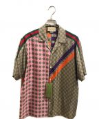 GUCCIグッチ）の古着「ZAIDF GEOMETRIC GG PRINT BOWLING Shirt」｜ベージュ