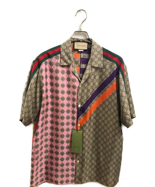 GUCCI（グッチ）GUCCI (グッチ) ZAIDF GEOMETRIC GG PRINT BOWLING Shirt ベージュ サイズ:44の古着・服飾アイテム