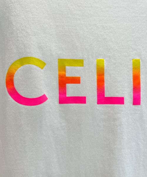 CELINE（セリーヌ）CELINE (セリーヌ) グラデーションロゴプリントルーズTシャツ ホワイト サイズ:Sの古着・服飾アイテム