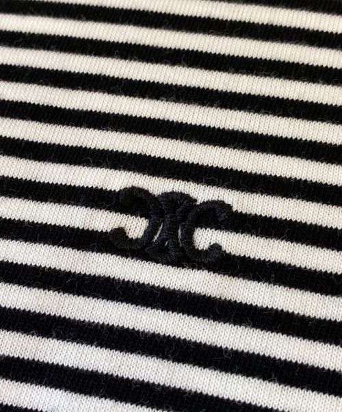 CELINE（セリーヌ）CELINE (セリーヌ) トリオンフ ボーダーTシャツ ブラック×ホワイト サイズ:Mの古着・服飾アイテム
