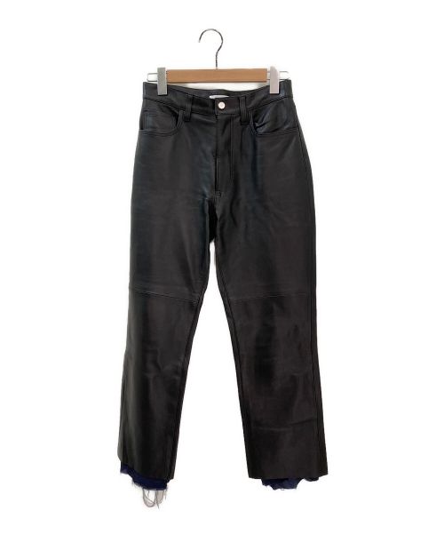 MADISON BLUE（マディソンブルー）MADISON BLUE (マディソンブルー) カットオフレザーパンツ ブラック サイズ:2の古着・服飾アイテム