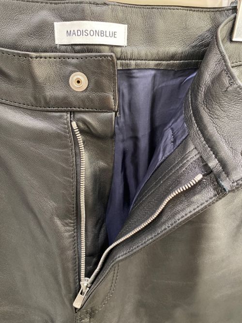 MADISON BLUE（マディソンブルー）MADISON BLUE (マディソンブルー) カットオフレザーパンツ ブラック サイズ:2の古着・服飾アイテム