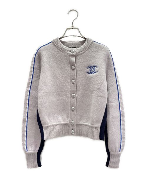 CHANEL（シャネル）CHANEL (シャネル) クルーネックココマークカーディガン グレー サイズ:36の古着・服飾アイテム