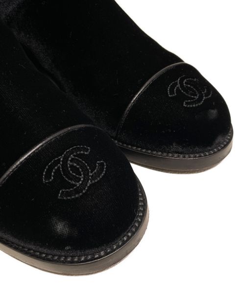 CHANEL（シャネル）CHANEL (シャネル) ベルベットロングブーツ ブラック サイズ:36の古着・服飾アイテム