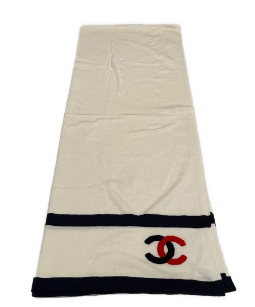 CHANEL（シャネル）CHANEL (シャネル) コットンカシミヤココマークロゴストール ホワイトの古着・服飾アイテム