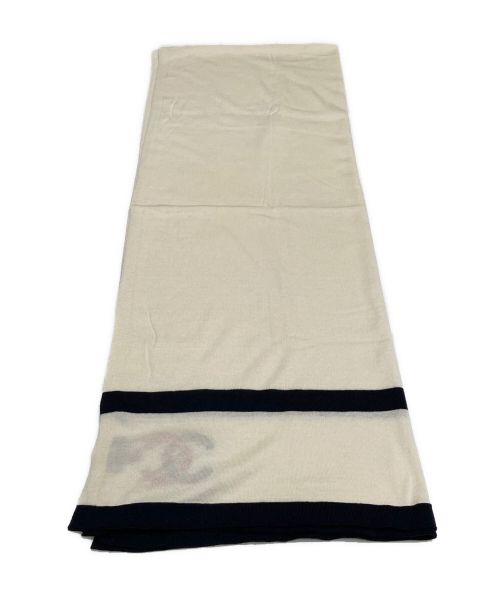 CHANEL（シャネル）CHANEL (シャネル) コットンカシミヤココマークロゴストール ホワイトの古着・服飾アイテム