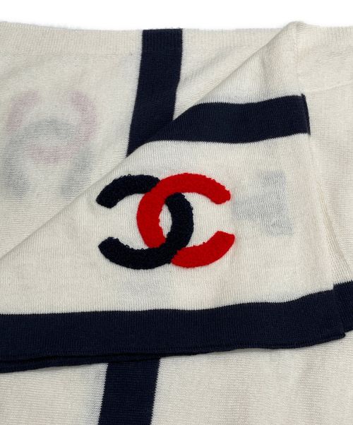 CHANEL（シャネル）CHANEL (シャネル) コットンカシミヤココマークロゴストール ホワイトの古着・服飾アイテム