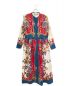 GUCCI（グッチ）の古着「プリントロングドレスワンピース」｜ブルー×レッド