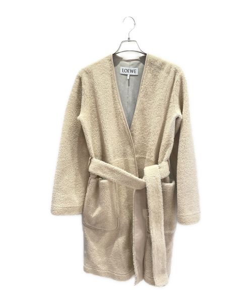 LOEWE（ロエベ）LOEWE (ロエベ) ムートンノーカラーコート ホワイト サイズ:36の古着・服飾アイテム