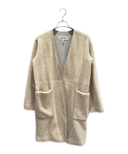 LOEWE（ロエベ）LOEWE (ロエベ) ムートンノーカラーコート ホワイト サイズ:36の古着・服飾アイテム