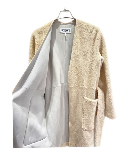 LOEWE（ロエベ）LOEWE (ロエベ) ムートンノーカラーコート ホワイト サイズ:36の古着・服飾アイテム