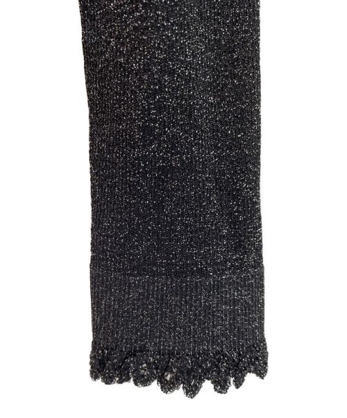 CHANEL（シャネル）CHANEL (シャネル) ココマークボタンフリルラメニット ブラック サイズ:34の古着・服飾アイテム