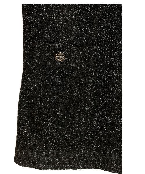 CHANEL（シャネル）CHANEL (シャネル) ココマークボタンフリルラメニット ブラック サイズ:34の古着・服飾アイテム