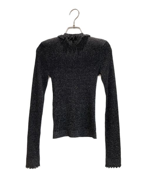 CHANEL（シャネル）CHANEL (シャネル) ココマークボタンフリルラメニット ブラック サイズ:34の古着・服飾アイテム