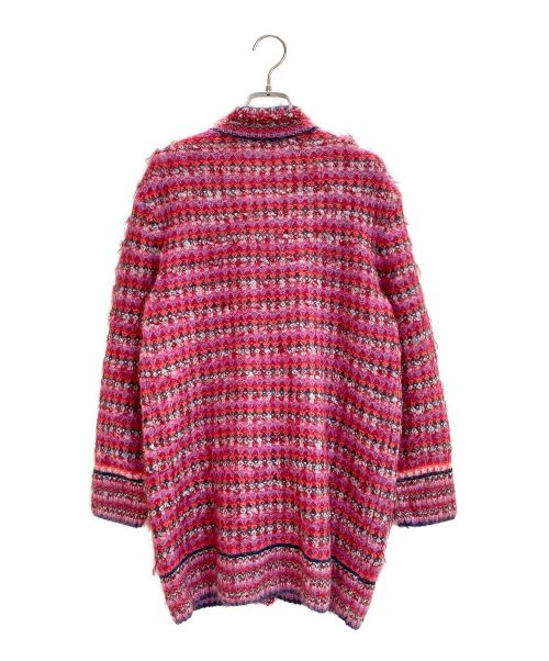 CHANEL（シャネル）CHANEL (シャネル) ボーダーモヘアロングニットカーディガン ショッキングピンク サイズ:36の古着・服飾アイテム