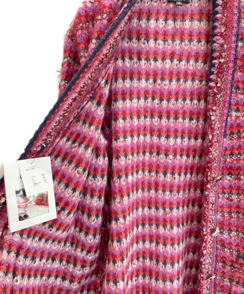 CHANEL（シャネル）CHANEL (シャネル) ボーダーモヘアロングニットカーディガン ショッキングピンク サイズ:36の古着・服飾アイテム