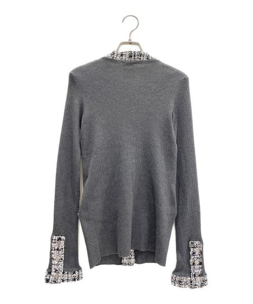 CHANEL（シャネル）CHANEL (シャネル) ツイードトリミングカーディガン グレー サイズ:40の古着・服飾アイテム