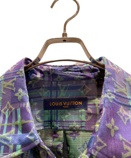 LOUIS VUITTON（ルイ ヴィトン）LOUIS VUITTON (ルイ ヴィトン) モノグラムネオンチェックシャツ パープル×グリーン サイズ:4L 未使用品の古着・服飾アイテム