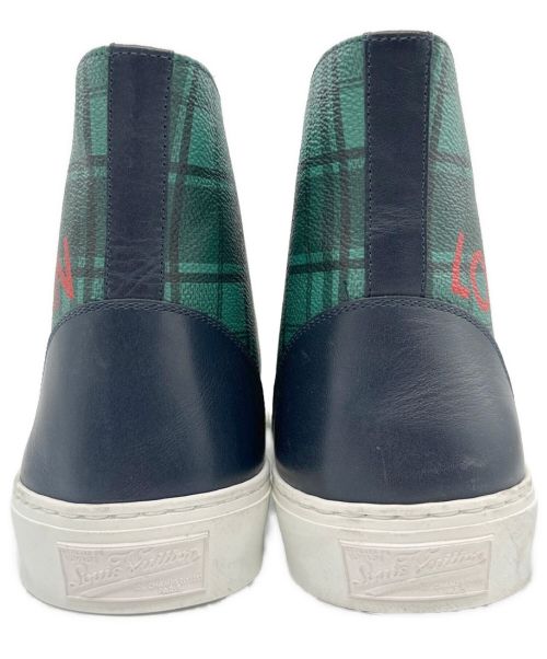 LOUIS VUITTON（ルイ ヴィトン）LOUIS VUITTON (ルイ ヴィトン) ロゴハイカットスニーカー グリーン×ネイビー サイズ:8 1/2の古着・服飾アイテム